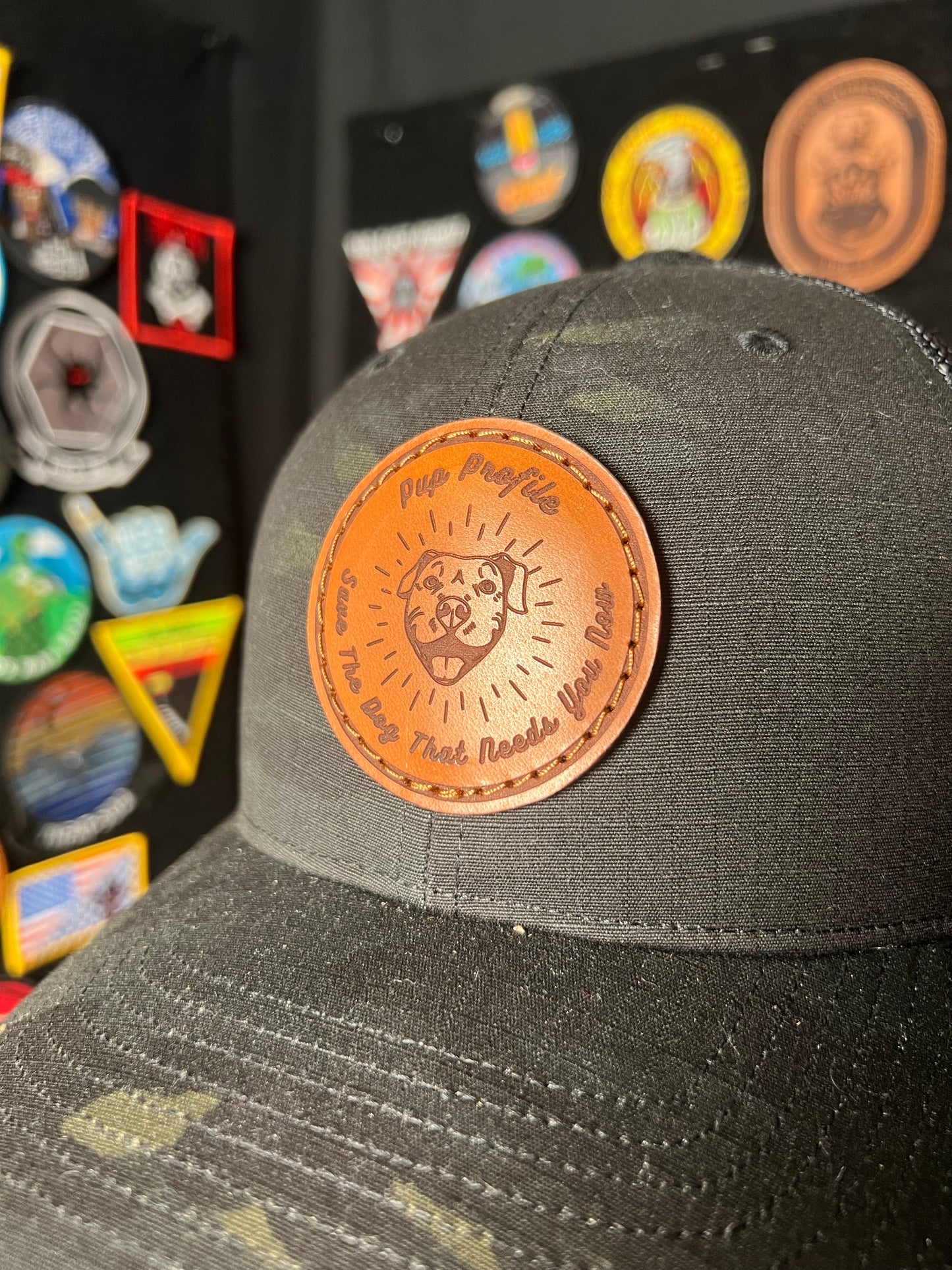 Pup Profile Leather Patch Hat