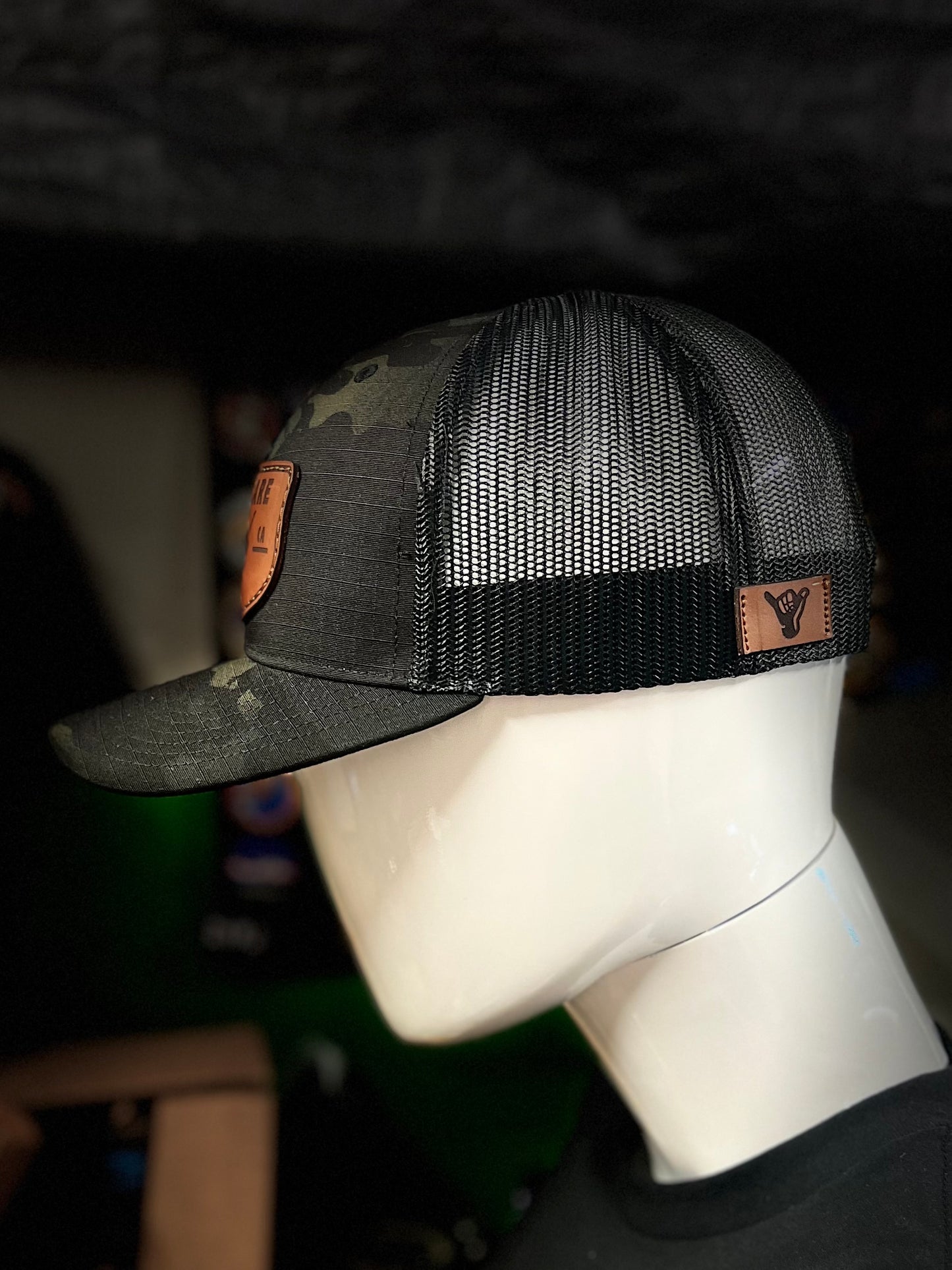 The Skeleton Shaka Leather Patch Hat