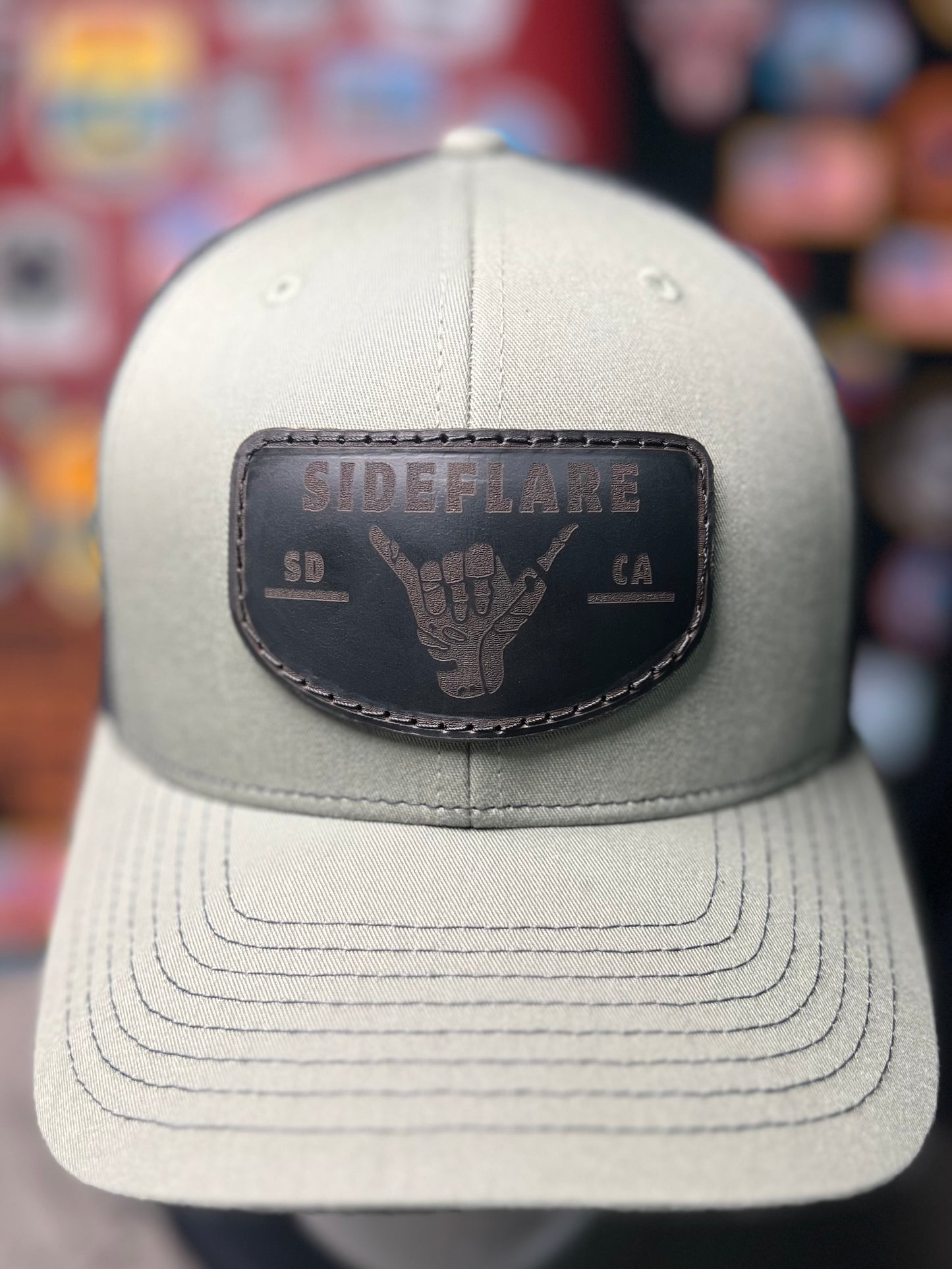 The Skeleton Shaka Leather Patch Hat