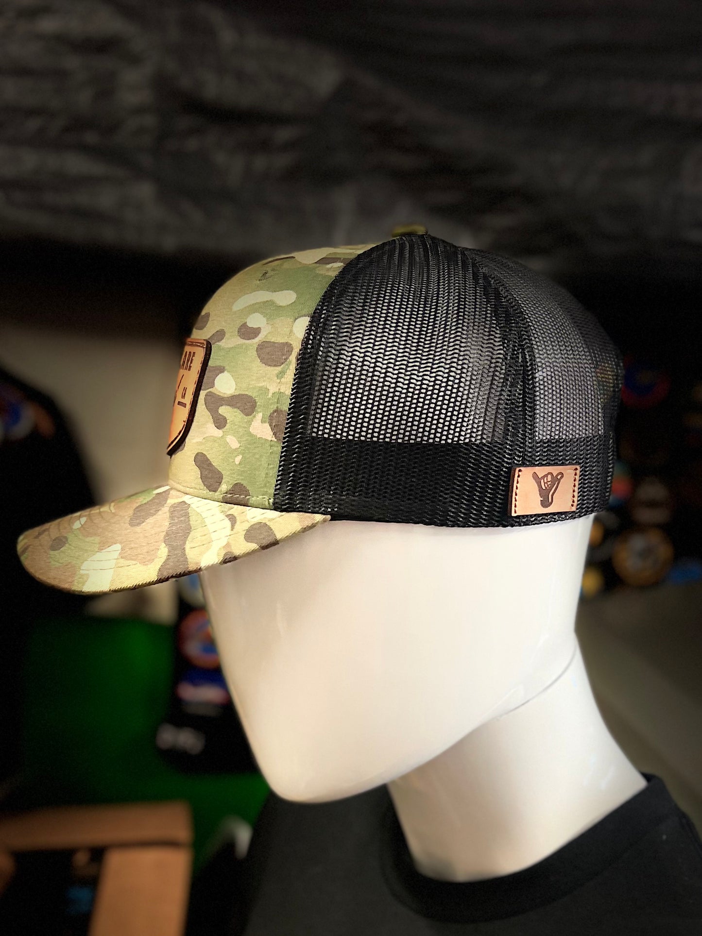 The Skeleton Shaka Leather Patch Hat