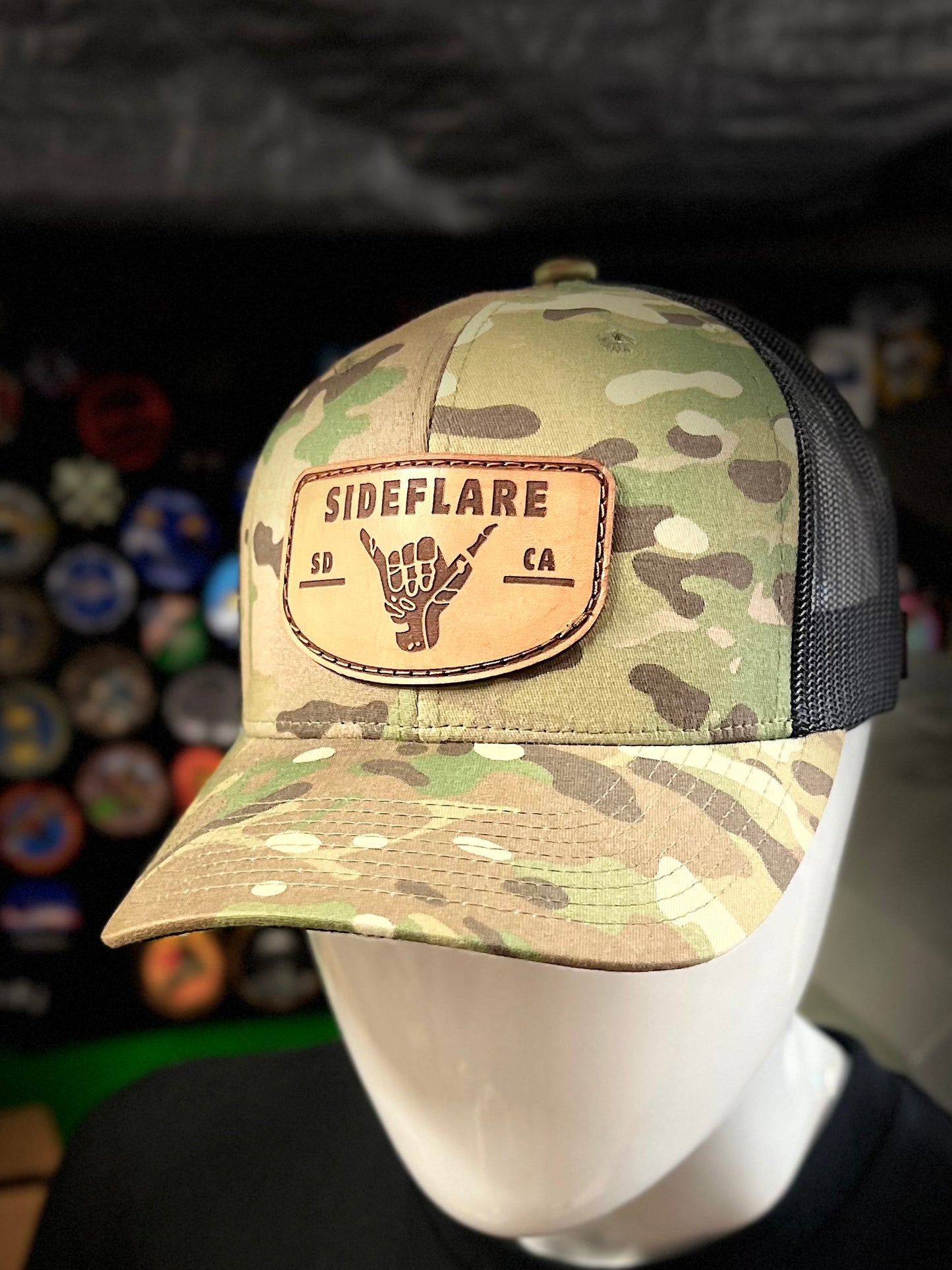 The Skeleton Shaka Leather Patch Hat