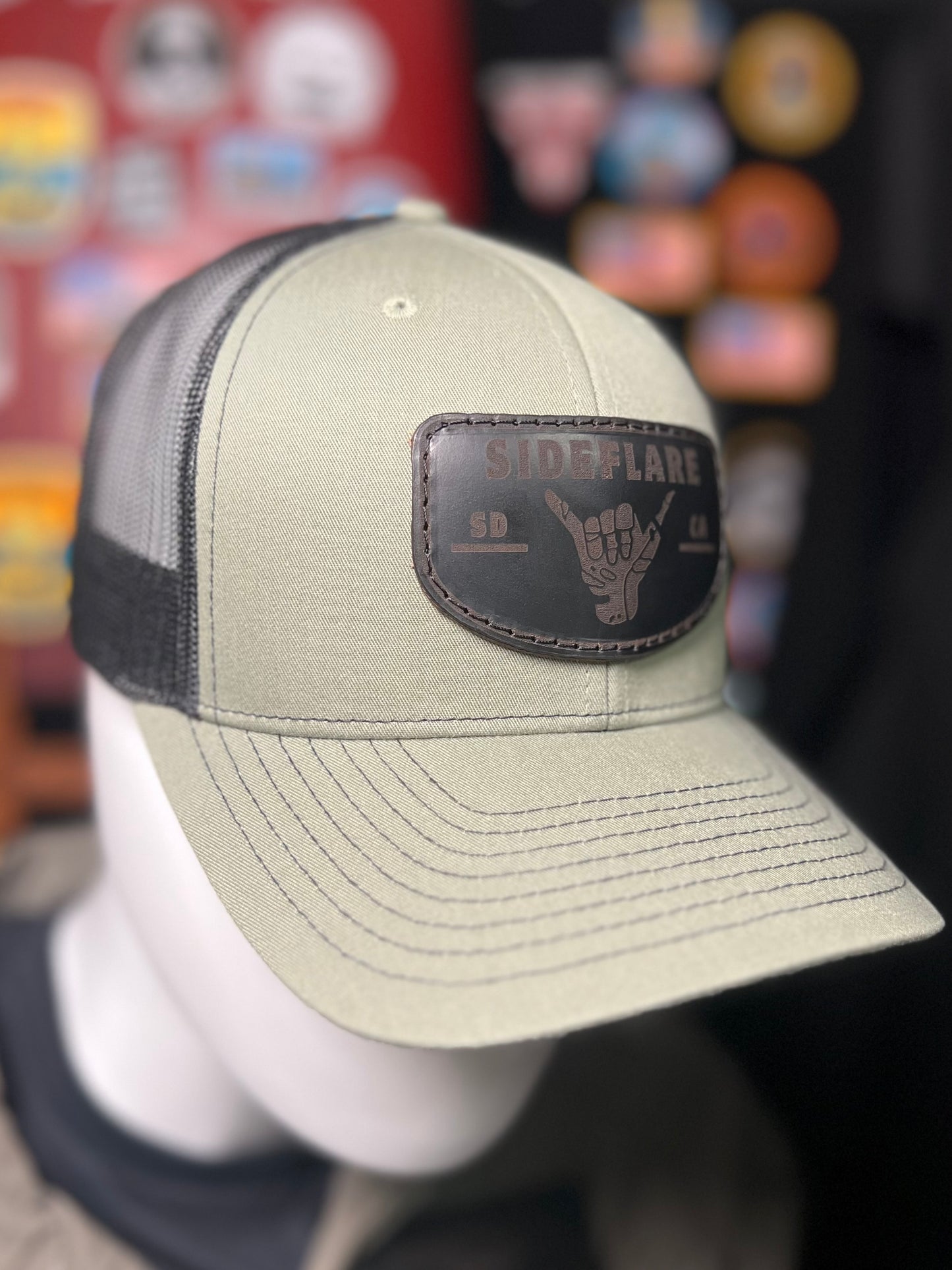 The Skeleton Shaka Leather Patch Hat