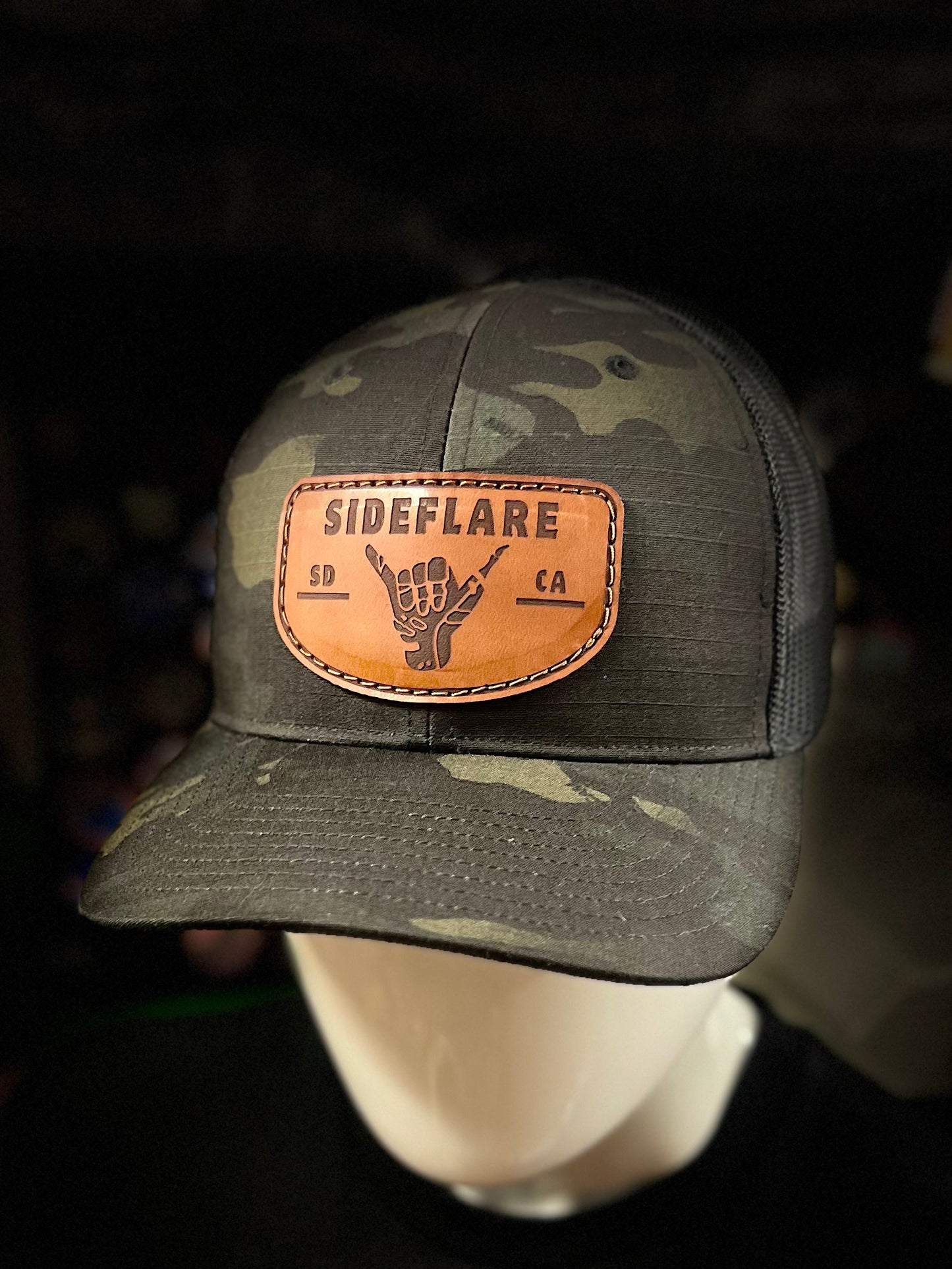 The Skeleton Shaka Leather Patch Hat