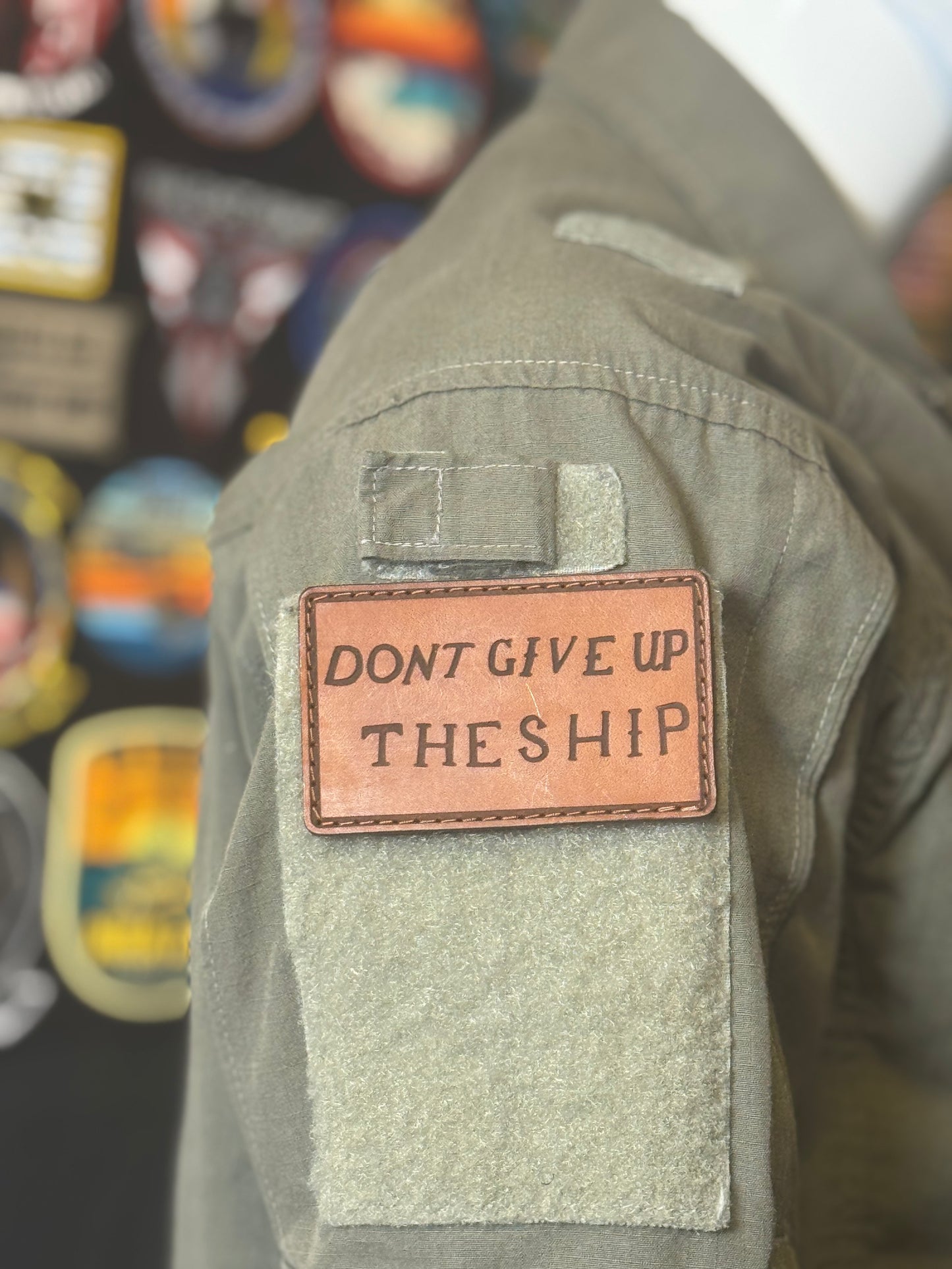 Leather Don’t Give Up The Ship Patch