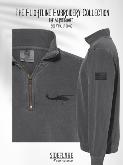 Flightline Embroidered Quarter Zip – The Romeo Side View