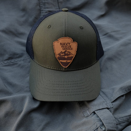 Rescue Service Leather Patch Mesh Backed Hat